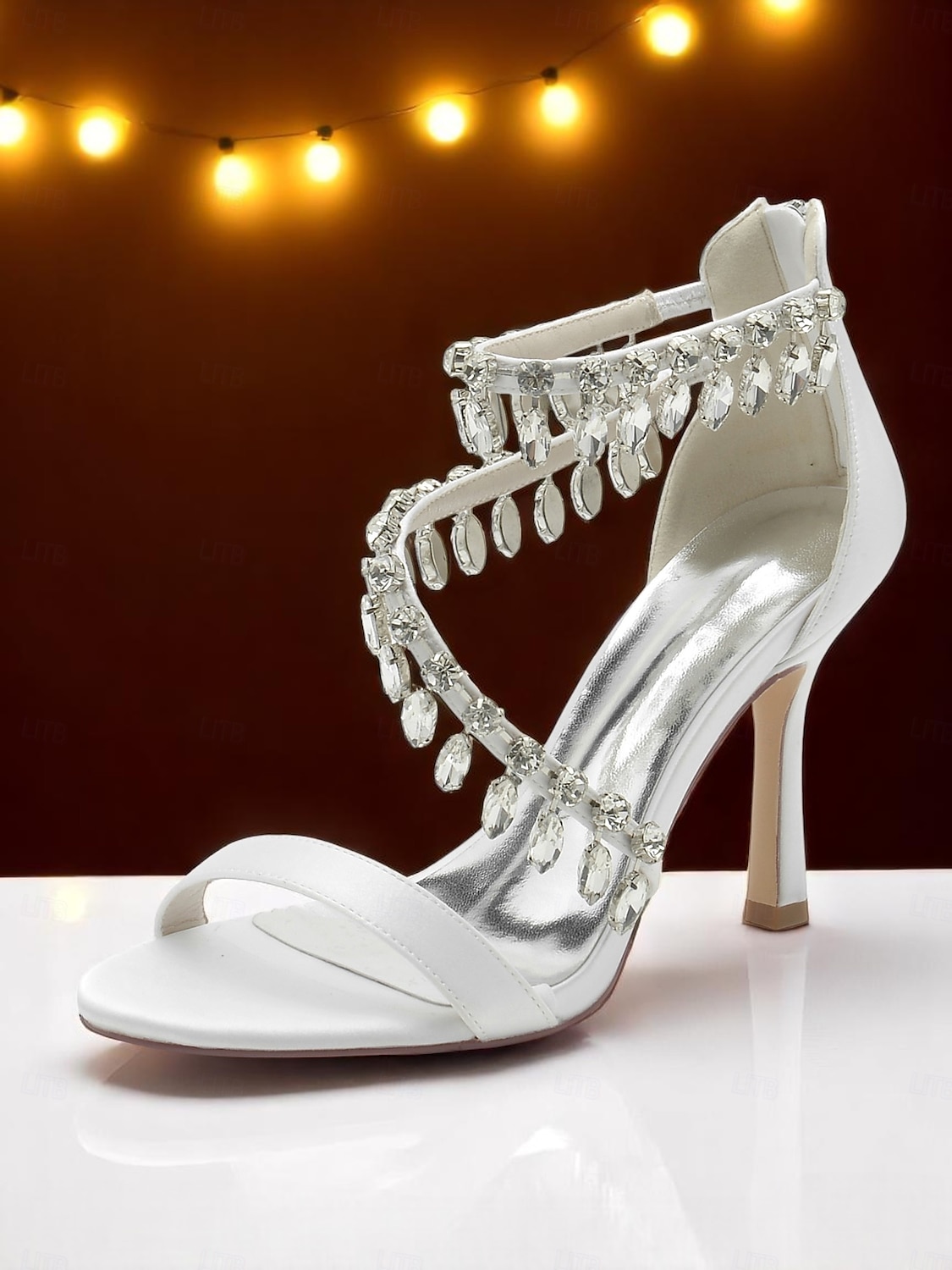 Weiße Damensandalen mit Stilettoabsatz, offene Abendschuhe mit Kristallfransenriemen für formelle Anlässe und Abendpartys 2025 - $69.99 –P1