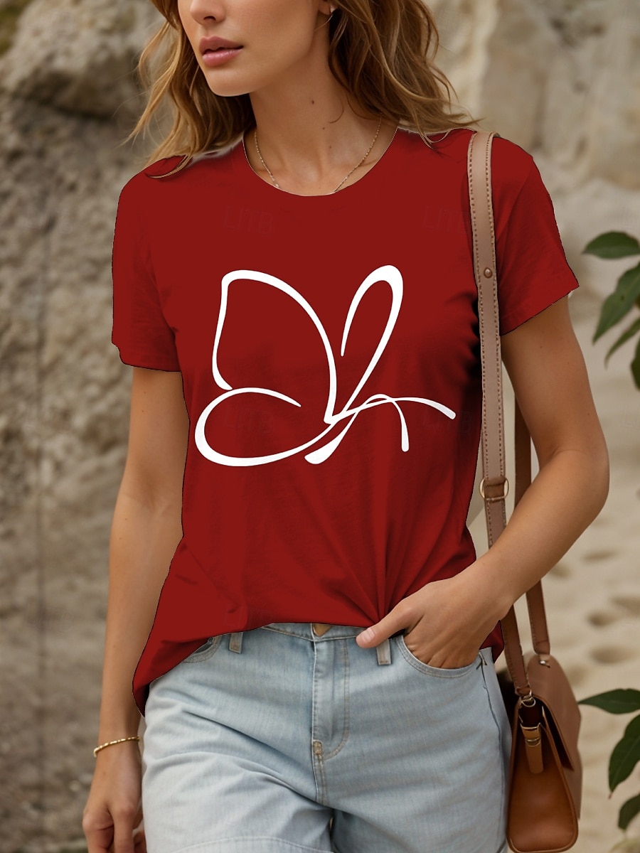 Femmes T-shirt Graphique Animal ancien Élégant Classique Manche Courte Col ras du cou Col rond Hauts Réguliers Quotidien Week-end Imprimé Noir Blanche Rose Claire Rouge Bleu Été Printemps de 2025 ? $19.99 –P7