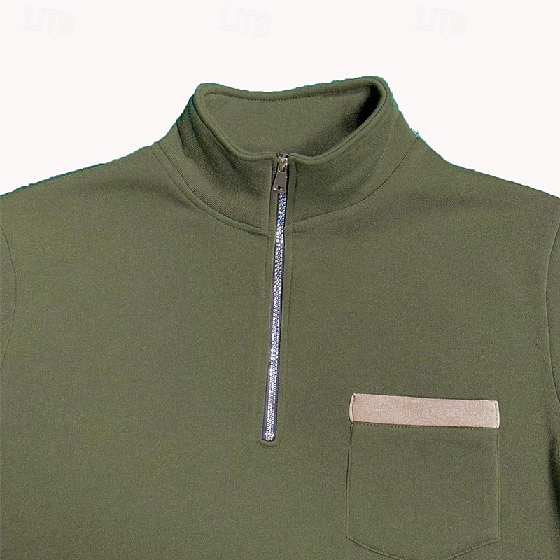 Męskie Bluza na zamek Bluza z kapturem Taktyczna Czarny Zieleń wojskowa Czerwony Granatowy Jasnoszary Stójka Równina Przednia kieszeń Quarter Zip Sport i turystyka Codzienny Święto Moda miejska 2025 - $23.99 –P8