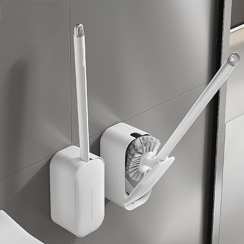 Cepillo de baño doméstico, limpiador de inodoro de mango largo, montaje en pared, diseño en forma de S 2025 - $14.99 –P1