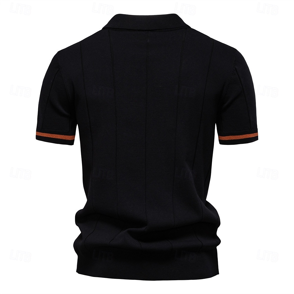 Per uomo Per maschio Tinta unica Strisce verticali Polo Maglione polo lavorato a maglia Manica Corta Collo ripiegato Colletto Polo Zip a un quarto Moderno Formale Lavoro Sport & Outdoor Con zip del 2026 a $29.99 –P7