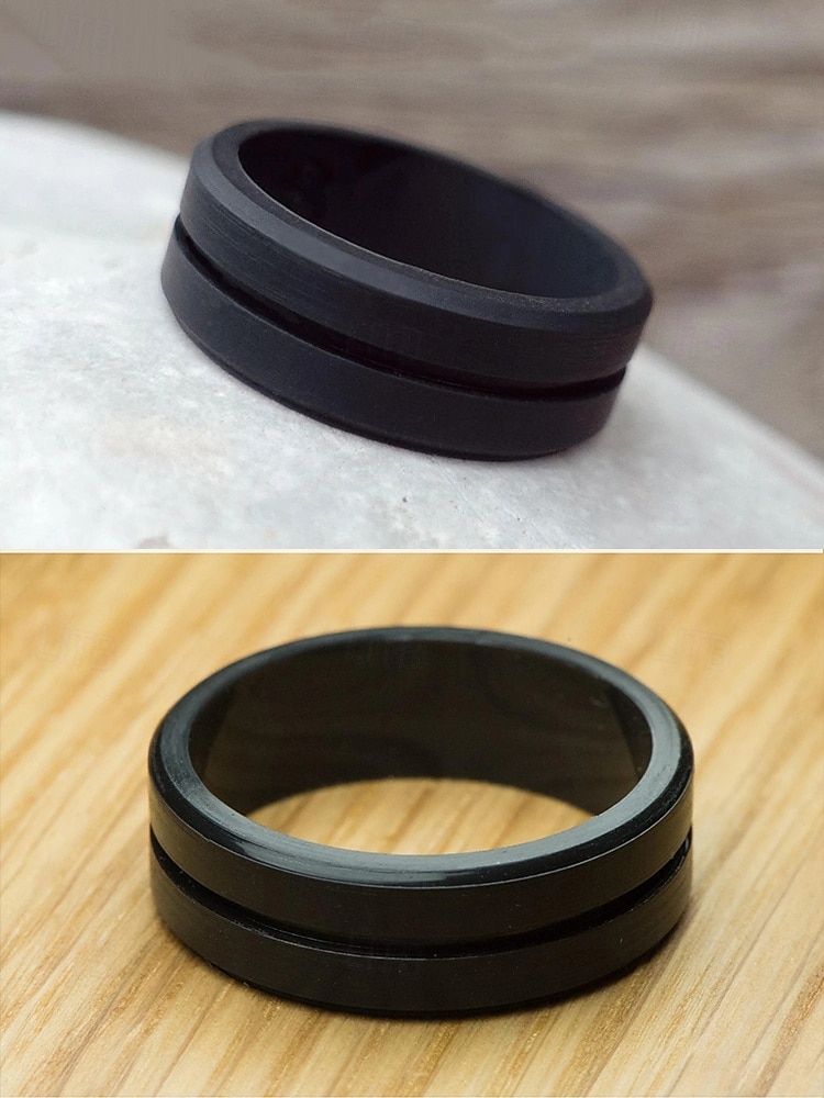 fede nuziale in silicone da uomo con design a doppia scanalatura – elastico leggero da 8 mm per stili di vita attivi, allenamenti in palestra e sport all'aria aperta del 2025 a $7.99 –P4