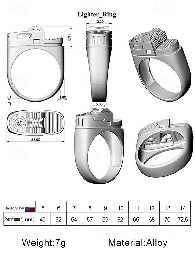 Men's Gold Alloy Lighter Ring - Bold mechanical design style, A stylish men's party nightclub gift accessory 2025 - $8.99 –P9