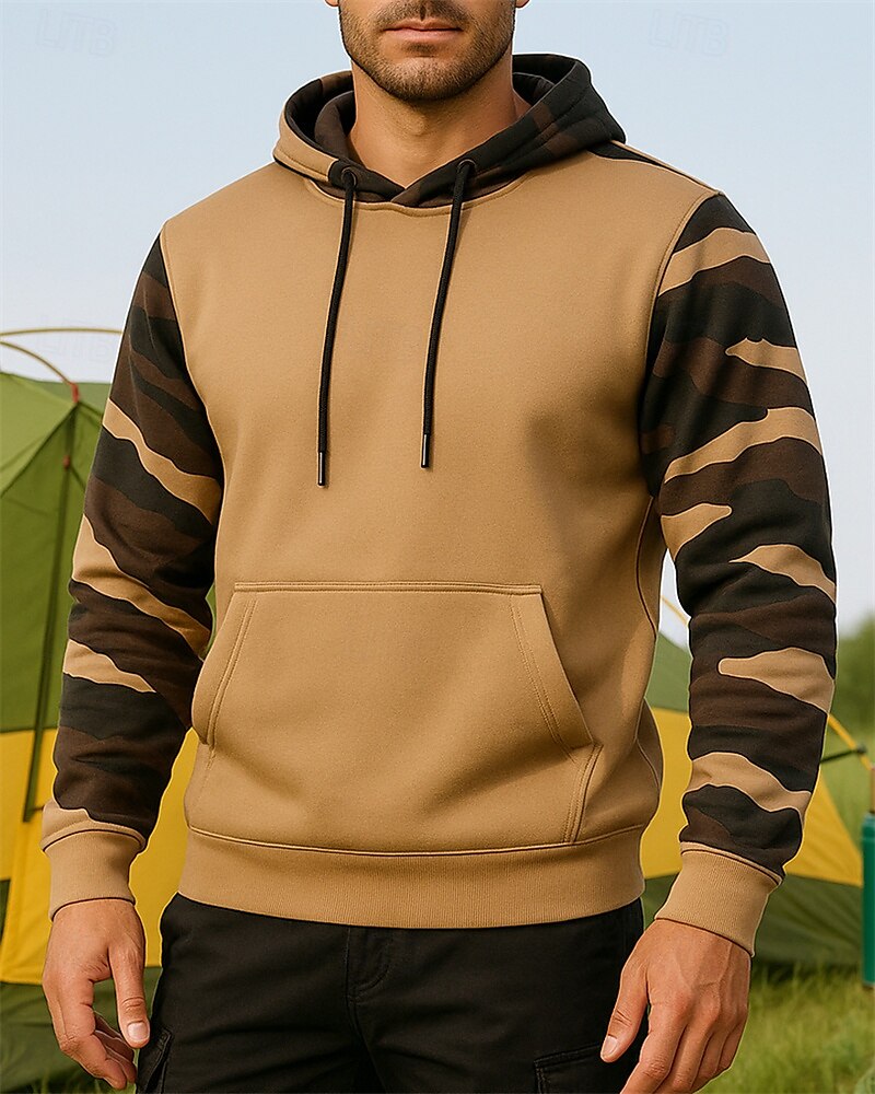 Per uomo Felpa con cappuccio Felpa da escursione cima dell'escursionismo Manica Lunga Con Cappuccio Top Esterno Leggero Elastico Traspirante Pullover Poliestere Mimetico Nero Verde militare Cachi del 2025 a $21.99 –P4
