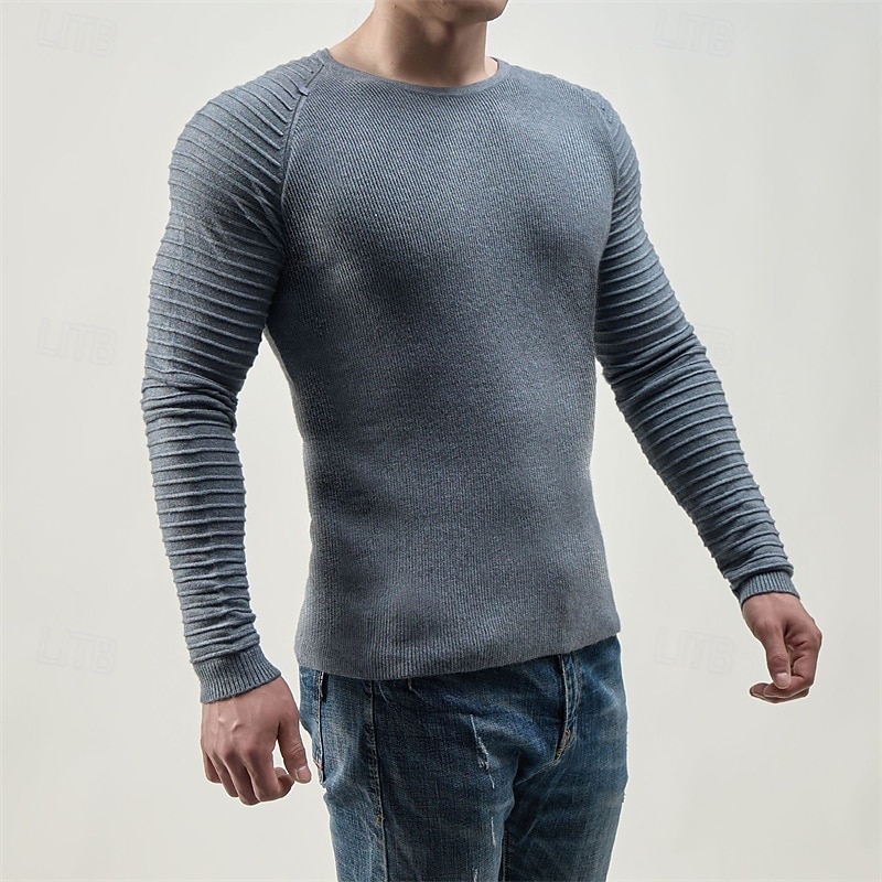Herren Pullover Strickpullover Gerippt Stricken Normale Oberteile Gestrickt Einfach Rundhalsausschnitt Mode Basic Urlaub Alltagskleidung Bekleidung Herbst Winter Schwarz Weiß M L XL 2026 - $28.99 –P5