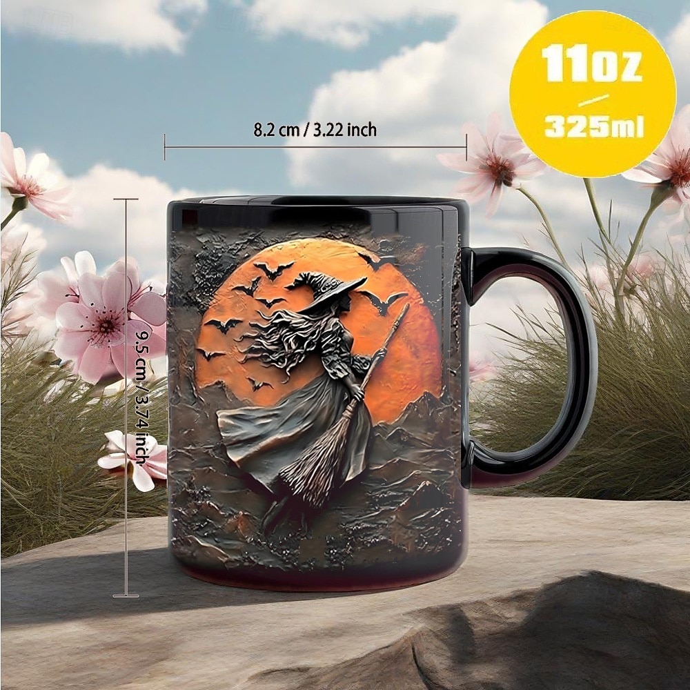 Halloweenský dárkový hrnek, keramický hrnek na kávu s čarodějnickou tématikou 330 ml/12 oz, strašidelný halloweenský hrnek pro ženy, přátele, milovníky wiccanské inspirace, vánoční dekorace nebo dárek 2025 - $12.99 –P2