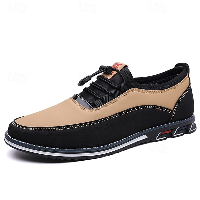 Men's Beige and Black Athletic Sneakers with Elastic Lace-Up Design and Cushioned Sole – Comfortable and Stylish Sports Footwear for Casual Wear, Running, and Outdoor Activities 2025 - $34.99 –P2