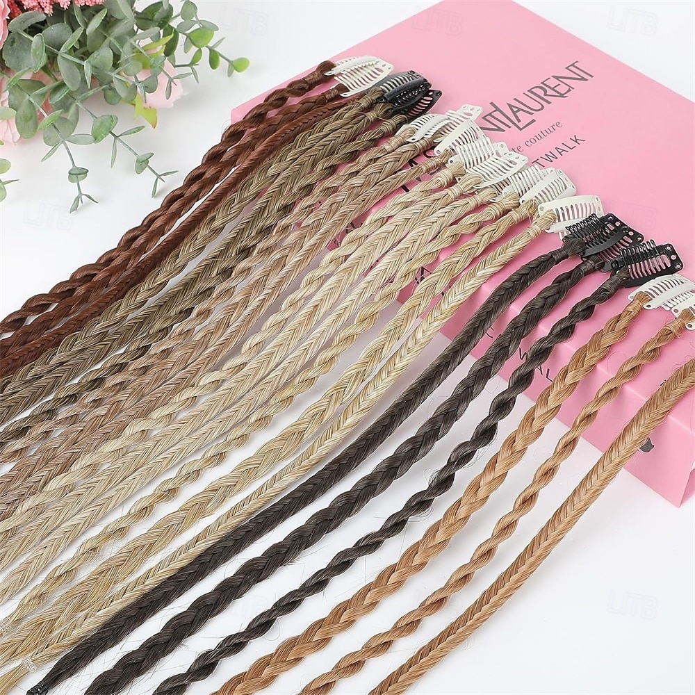 Lot de 6 extensions de cheveux tressés à clips pour femmes, postiches synthétiques tressés à clips de 14 pouces pour une soirée costumée quotidienne, blond moyen avec des reflets pâles de 2025 ? $22.99 –P2