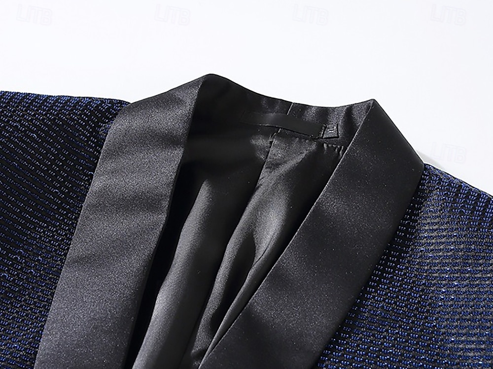 Completi da festa da uomo Smoking Completi di ritorno a casa Argento Nero Punk Disco con Papillon Vestibilità standard 2 pezzi Monopetto a un bottone del 2025 a $99.99 –P8