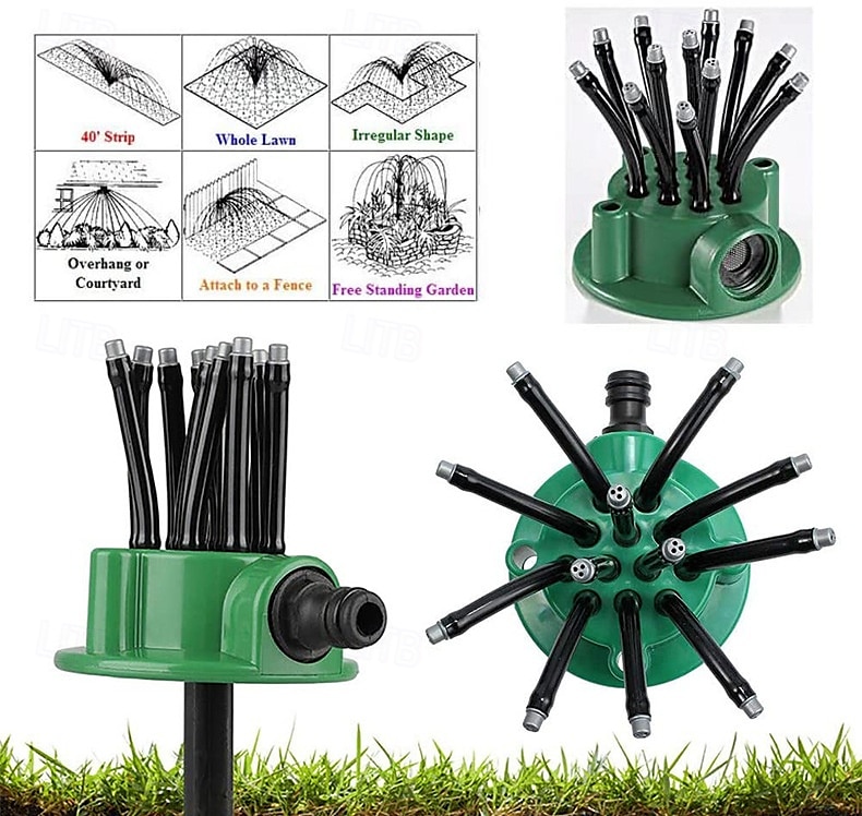 hagesprinkler 360-graders automatisk flerhodet blomstervanningssprøyte for hagebruk og hagearbeid vanningsverktøy 2025 - $9.99 –P2