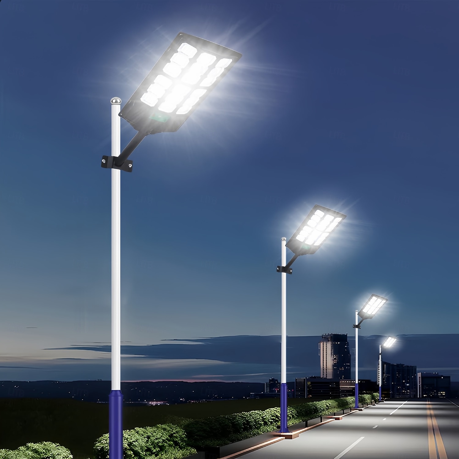 Solární pouliční osvětlení venkovní vodotěsné LED parkoviště senzor pohybu dálkové ovládání od soumraku do úsvitu 1 ks 2025 - $27.99 –P3