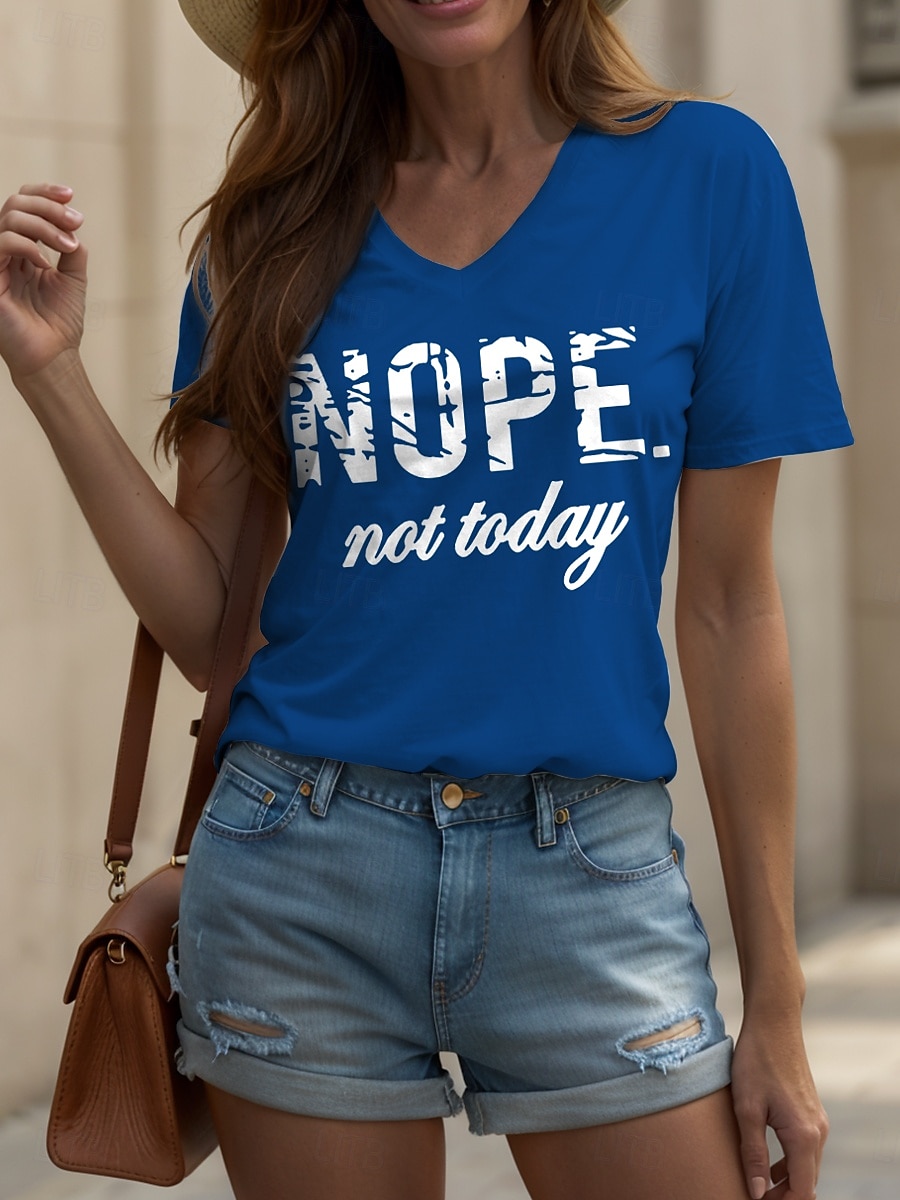 Femmes T-shirt Graphique Lettre ancien Élégant Classique Manche Courte Col en V Hauts Réguliers Quotidien Imprimé Noir Blanche Rose Claire Rouge Bleu Été Printemps de 2025 ? $19.99 –P9