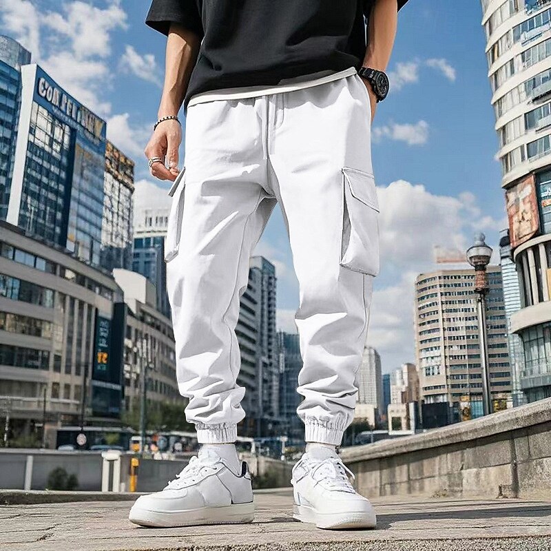 Homme Pantalons Cargo Pantalon Jogger Pantalons Cordon de serrage Taille Élastique Multi-poches Uni Portable Extérieur Quotidien Camping & Randonnée Mode Classique Noir Blanche de 2025 ? $24.99 –P3