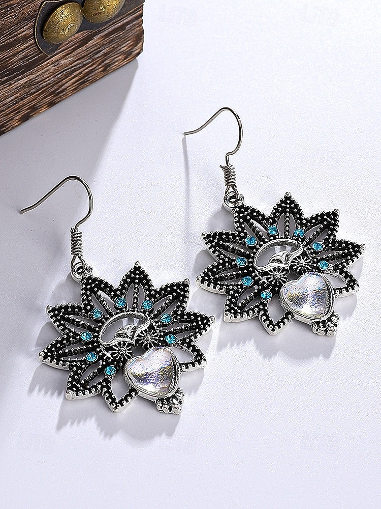 Cercei boho cu inimă turcoaz pentru femei – accente vintage din argint, design cu pietre naturale pentru femei cu spirit liber, ideali pentru festivaluri de muzică, ieșiri casual și cadouri 2026 - $9.99 –P7