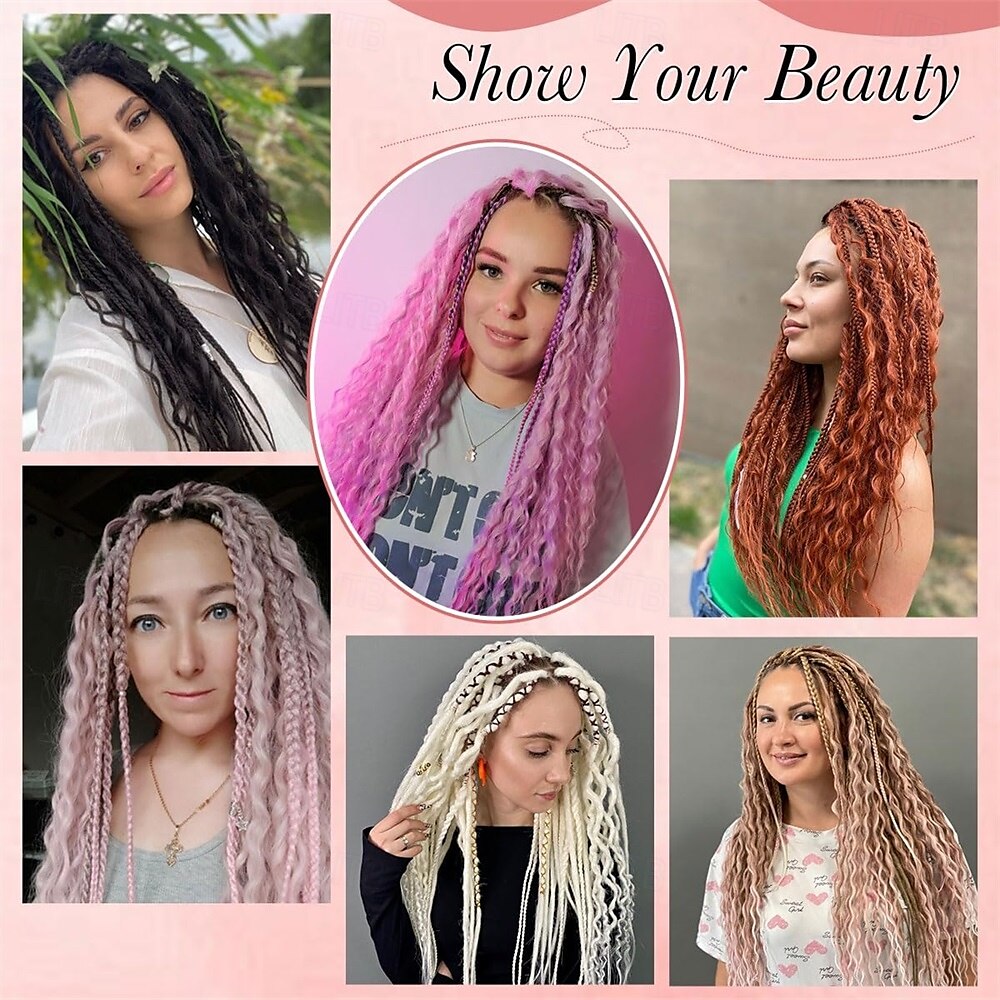 30 Inch 30 Strands SE Dreadlock Extensions3 In 1 Mixed Synthetic Dreads Extensions613 Blonde Curly&Straight&Boho Single Ended Dreads Extensions Hippie Style Dreadlock for Women 2025 - $52.99 –P4