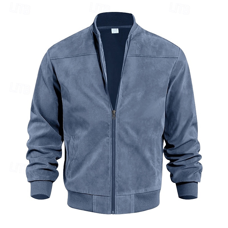 Homme Veste Légère Veste Décontractée Vacances Quotidien Résistant à l'usure Avec Poches Été Printemps Uni Mode Classique Col montant Régulier Noir Bleu Chameau Vert Véronèse Bleu de minuit Veste de 2025 ? $33.99 –P6