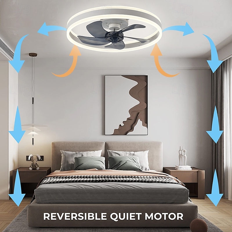 Intelligent Ceiling Fan with Light, Remote Control, Room Decoration, Fan Light, Invisible air Blade, Silent Fan 2025 - $211.59 –P4