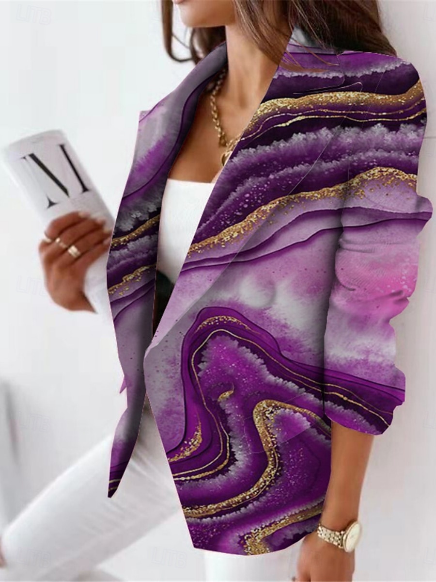 Femmes Blazer Confortable Respirant Imprimé Occasionnel Dégradé de couleur Bureau Rue Occasionnel Tenue quotidienne Ouvert devant Régulier Col Rabattu Coupe régulière manche longue Vêtements de 2025 ? $37.99 –P4