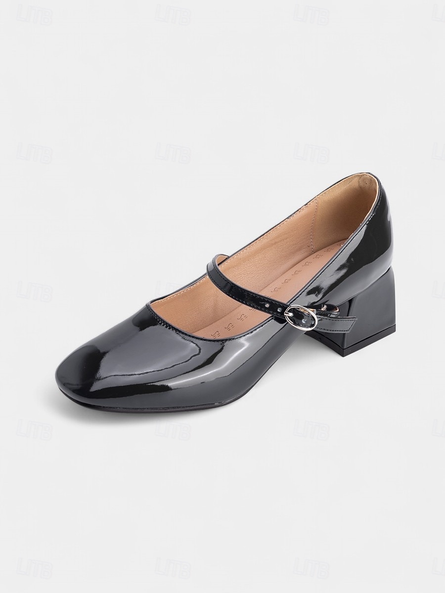Dame vintage lyseblå lakksko med Mary Jane-blokkhæl – retro pensko i 1950-tallsstil for tenåringer og damer, ideelle for fester, skolearrangementer og hverdagslige elegante antrekk 2025 - $42.99 –P9