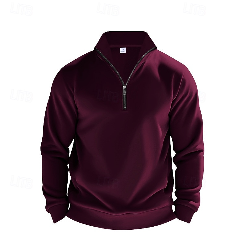 Men's Sweatshirt Quarter Zip Sweatshirt Apricot Black White Wine Red Half Zip Plain Sports & Outdoor Daily Holiday Polyester Streetwear Basic Casual Summer Spring Clothing Apparel Hoodies Sweatshirts  2026 - $28.99 –P11