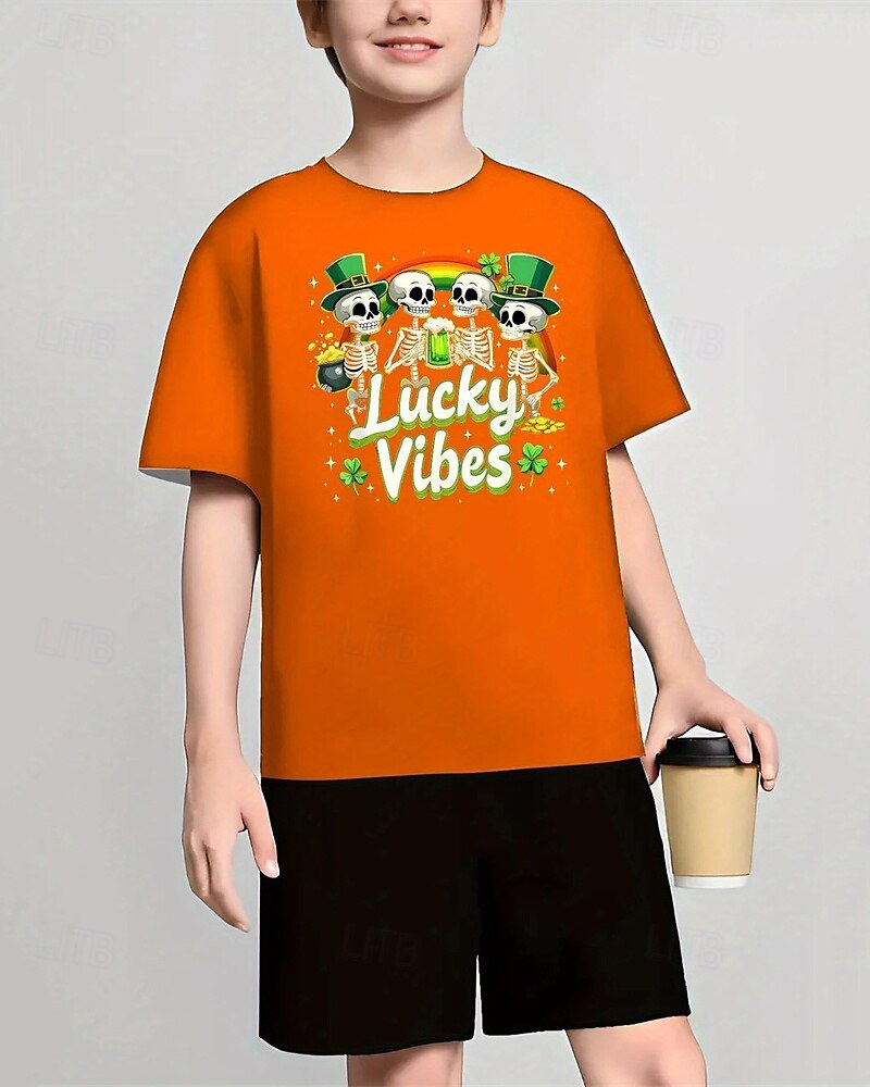 Pojkar 3D Grafisk Dödskalle T-shirt Kortärmad Sommar Vår Mode Grundläggande Barn 4-12 år Rund hals Utomhus Ledigt Dagligen Normal 2025 - $10.99 –P2