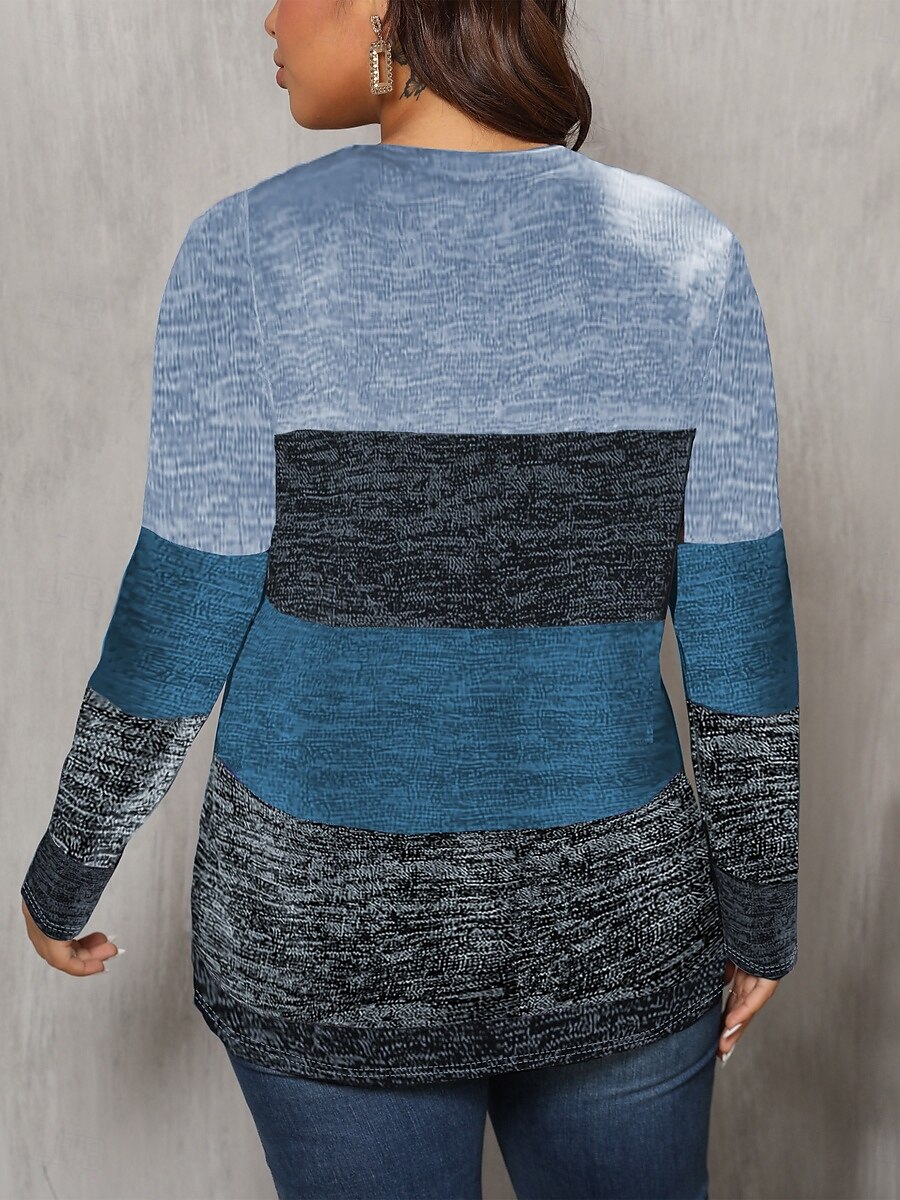 Femmes T-shirt A Ombre Graphique Géométrique ancien Élégant Classique manche longue Col en V Hauts Réguliers Quotidien Imprimé Bleu Violet Orange Vert Printemps Automne de 2025 ? $23.99 –P2