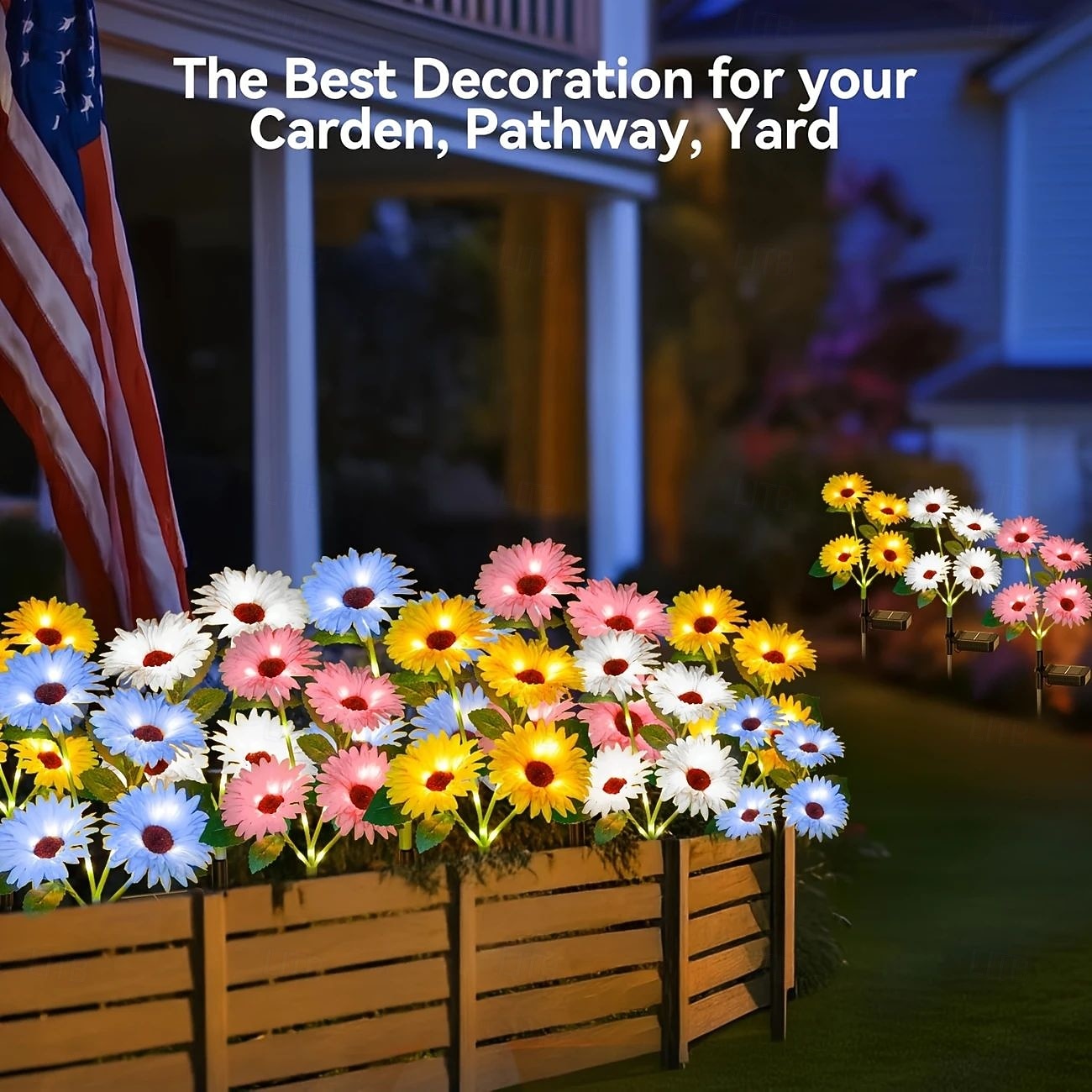 2 Pcs Solar Garden Lights Outdoor Sunflower Path Lights Waterproof Lawn Lights Villa Yard Park Walkway Garage Porch Patio Holiday Landscape Decoration 2026 - $32.99 –P6