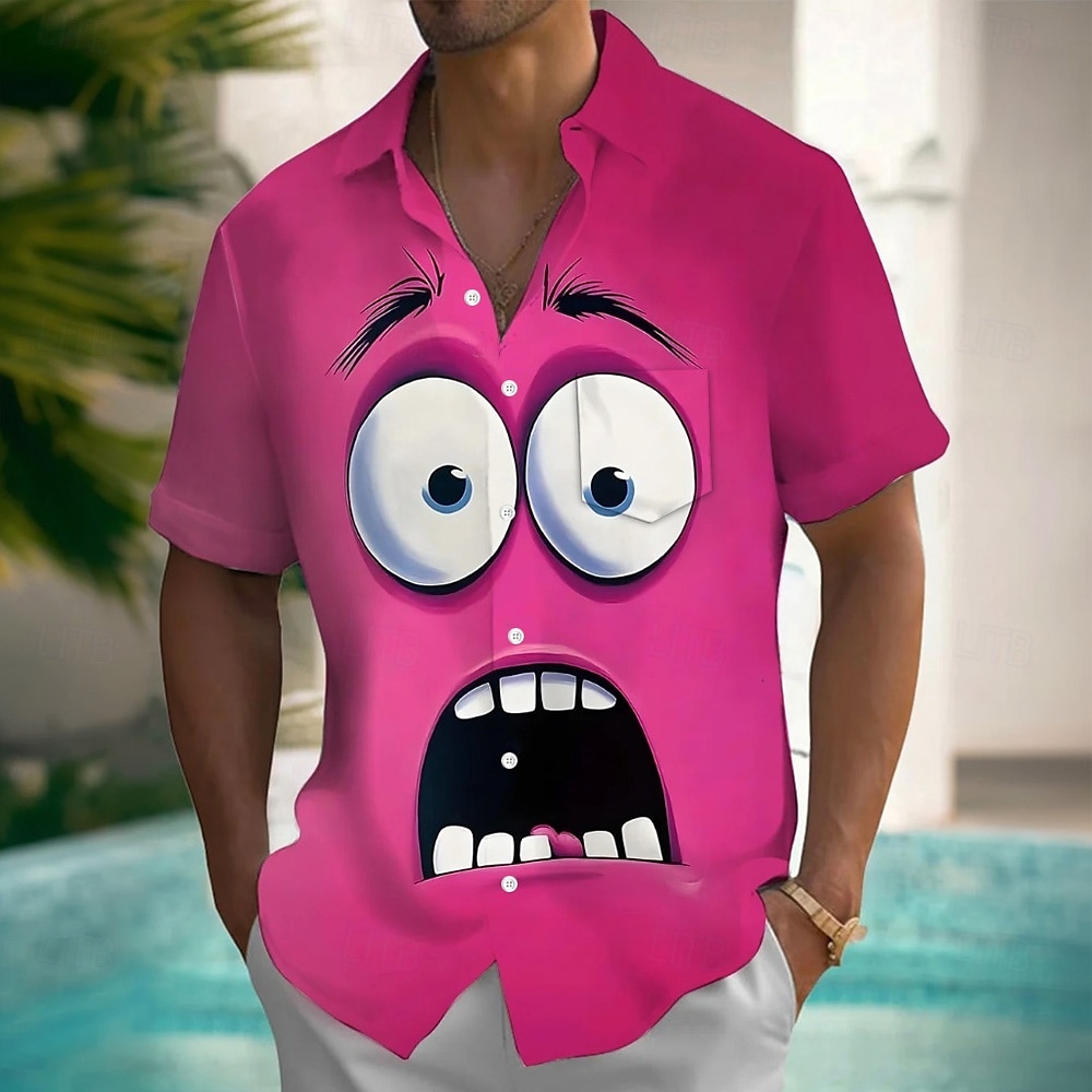 Per uomo Cartoni animati Divertente Faccia Sorridente Camicia Camicia con Bottoni Manica Corta Moda Casual Vacanza Feste Ferie Estate Collo ripiegato Stampa 3D camicie con colletto Una tasca anteriore del 2026 a $25.99 –P1