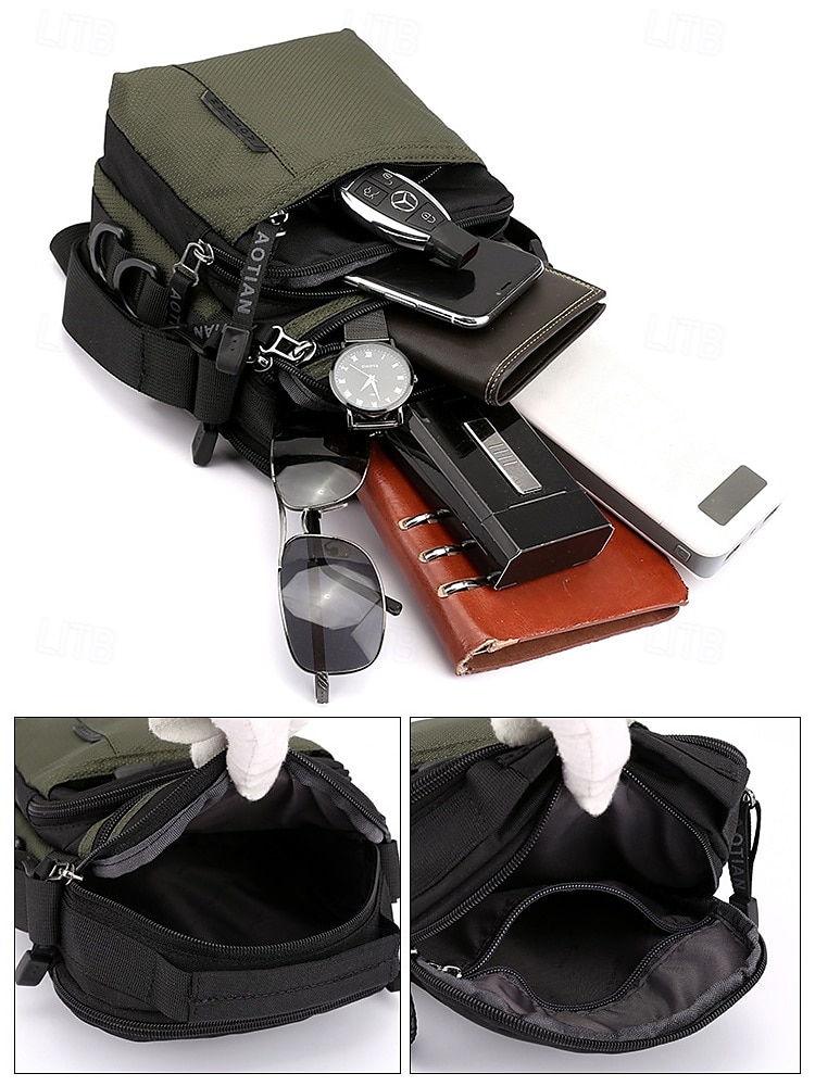 férfi vízálló nejlon crossbody messenger táska – könnyű, többzsebes válltáska utazáshoz, munkába vagy hétköznapi használatra 2025 - $18.99 –P5