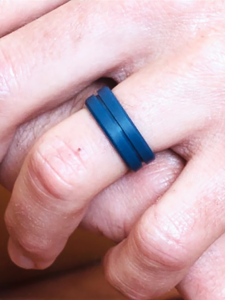 fede nuziale in silicone da uomo con design a doppia scanalatura – elastico leggero da 8 mm per stili di vita attivi, allenamenti in palestra e sport all'aria aperta del 2025 a $7.99 –P1