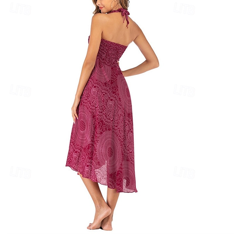 Pentru femei Fustă Linie A Leagăn Casual Boho Maxi Talie Înaltă Fuste Floral Imprimeu Micro-elastic Vacanță Concediu Negru Albastru piscină Portocaliu Verde Vară Poliester 2025 - $20.99 –P10