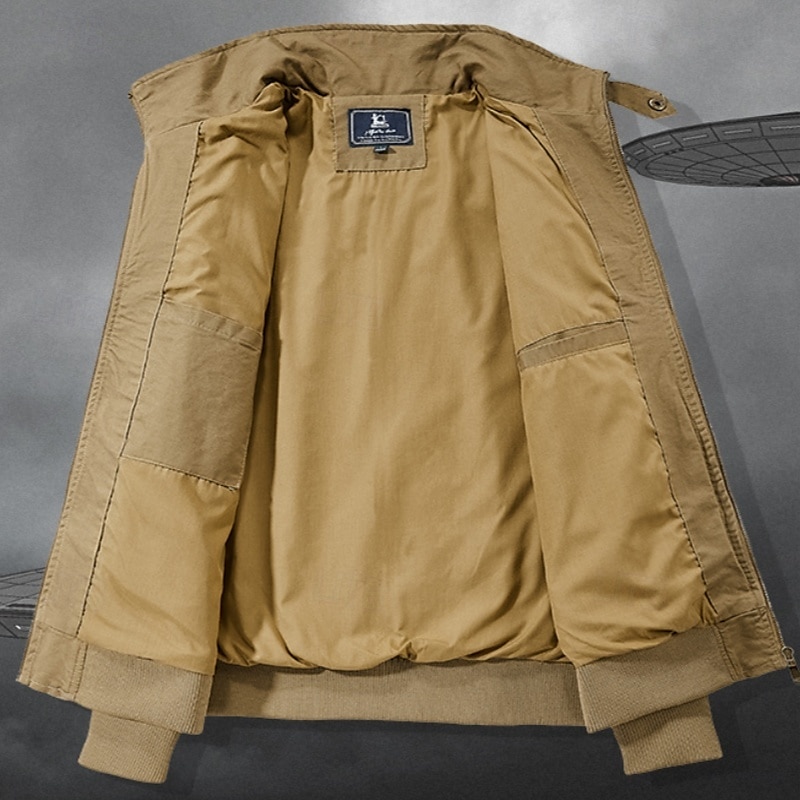 100% Baumwolle Herren Bomberjacke Taktische Jacke Motorradjacke Outdoor Casual Weich Mehrere Taschen Frühling &Herbst Uni Nationalflagge lässig bequem Stehkragen schwarz weiß khaki grün 2025 - $70.99 –P2