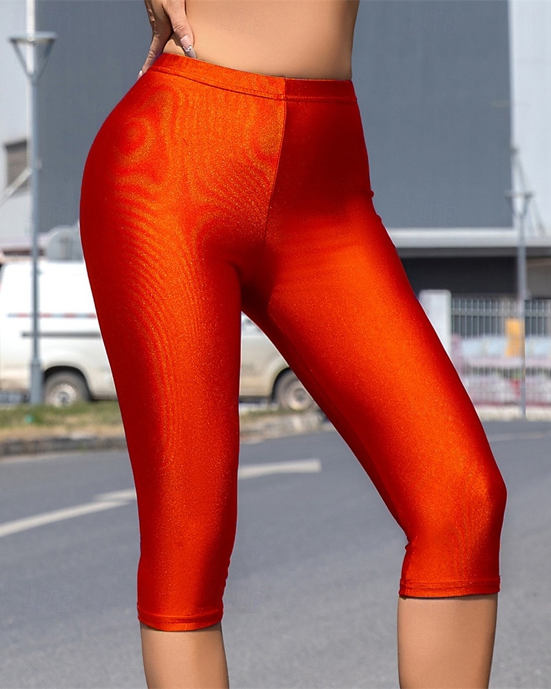 Mulheres Calças Capri Leggings Casual Roupa Esportiva Comprimento da panturrilha Cintura Alta Tecido Cintura elástica Respirabilidade Com Stretch Férias Rua Roupa Diária Preto Roxo Laranja Vermelho de 2025 por $14.99 –P9