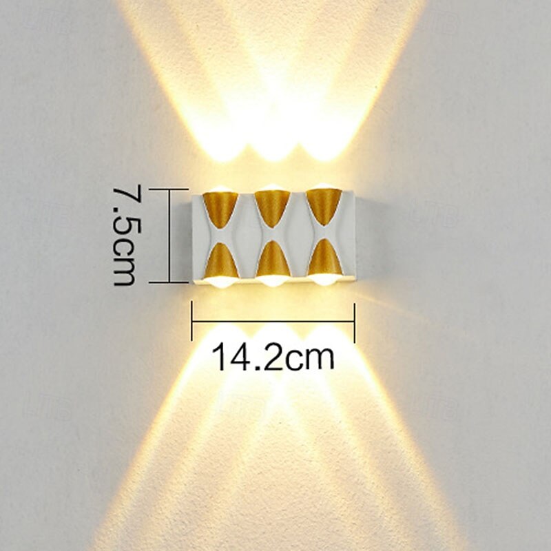 Lampada da parete a LED per esterni 10W, illuminazione up/down, per interni, 4/6/8/10 teste, curva, impermeabile, IP65, lampada da camera da letto moderna, luce bianca calda, AC85-265V del 2025 a $46.99 –P7