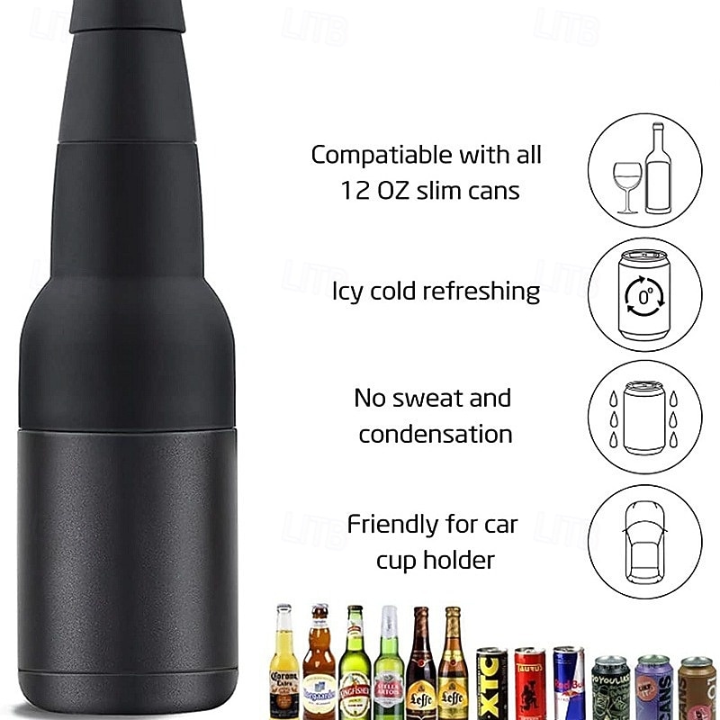 Beer Bottle Cooler Slim Can Koozie Stainless Steel Beer Bottle And