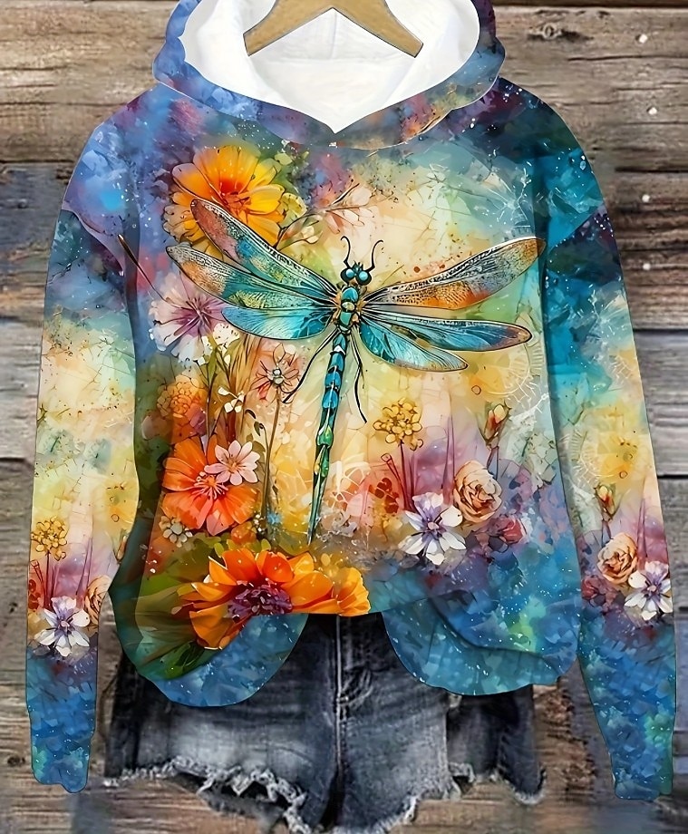 Femmes Sweat à capuche Fleuri Animal Papillon Élégant ancien Rétro manche longue À capuche Hauts Réguliers Rue Tenue Quotidienne Imprimé Rose Claire Bleu Printemps Automne Hiver de 2025 ? $24.99 –P1