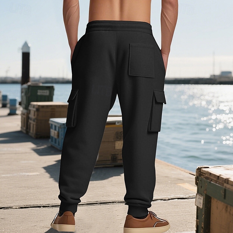 Per uomo Pantaloni Cargo Joggers Pantaloni Pantaloni da Tuta Cargo Elastico in vita Coulisse Multi-tasche Semplice Indossabile All'aperto Quotidiano Campeggio & Escursionismo Moda Classico Nero Rosso del 2025 a $20.99 –P10