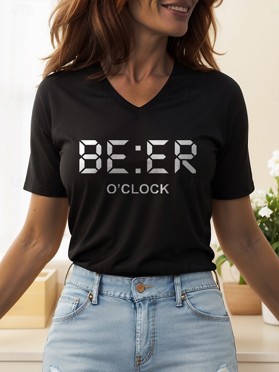 Oktoberfest Per donna Maglietta Grafico Lettera Vintage Elegante Classico Manica Corta Scollo a V Top Regolari Quotidiano Stampato Nero Bianco Giallo Rosso Blu Estate Primavera del 2025 a $19.99 –P7