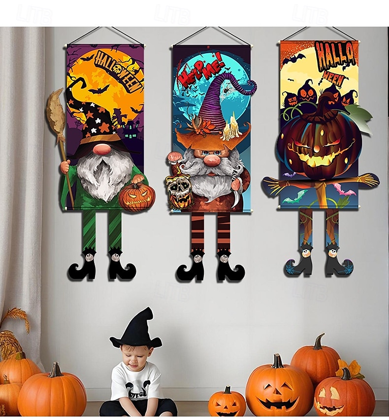 Ventaglio di Halloween, bandiera da appendere, bandiera da esterno, per Halloween, recinzione da cortile, bandiera da appendere, zucca spettrale, decorazione da tavolo, decorazione autunnale per la stanza, decorazione estetica per feste di compleanno di H del 2025 a $7.99 –P3