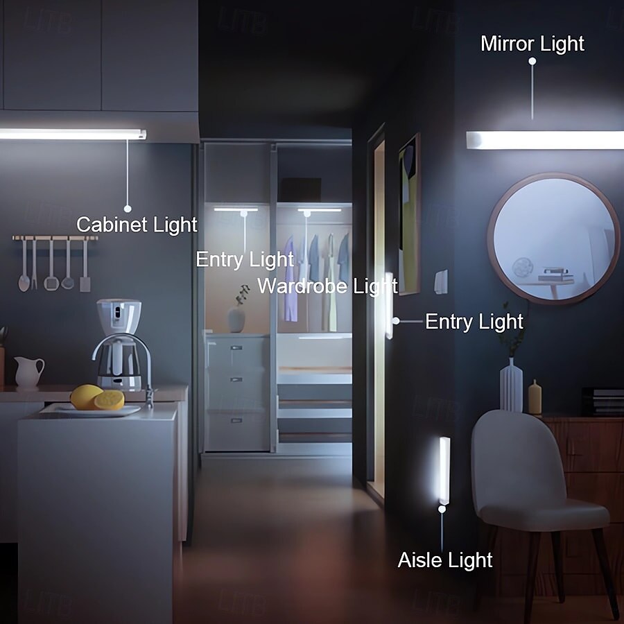 1 шт. USB-зарядка, длинная полоса, интеллектуальное сенсорное освещение для шкафа, подходит для спальни, стола, коридора, лестничных клеток, входа, обувницы, гардероба, ванной комнаты, ночное 2025 - $8.49 –P9