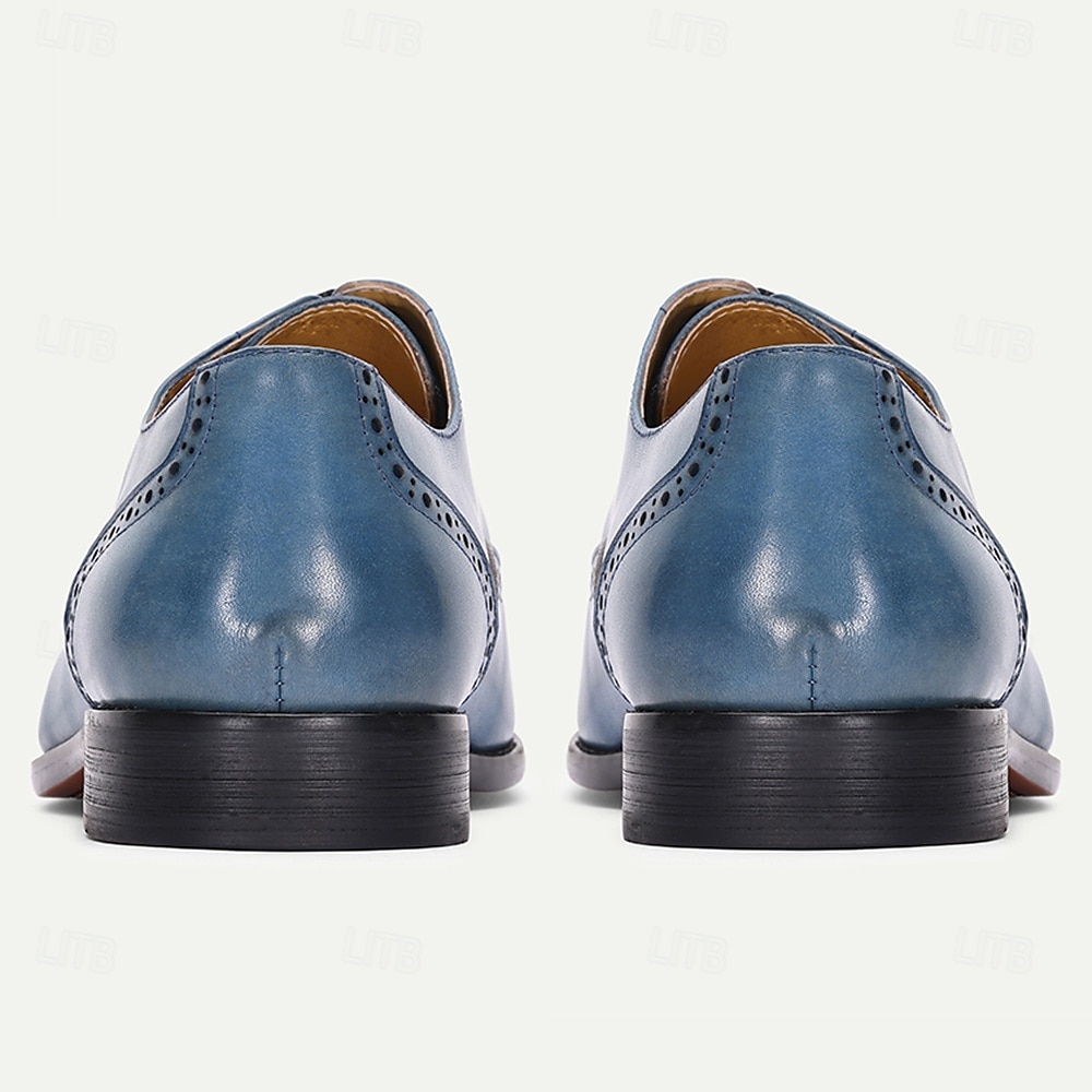 Herren-Brogue-Abendschuhe aus echtem Rindsleder in Blau – klassische Schnürschuhe für formelle Anlässe, Business und Hochzeiten 2025 - $109.99 –P5