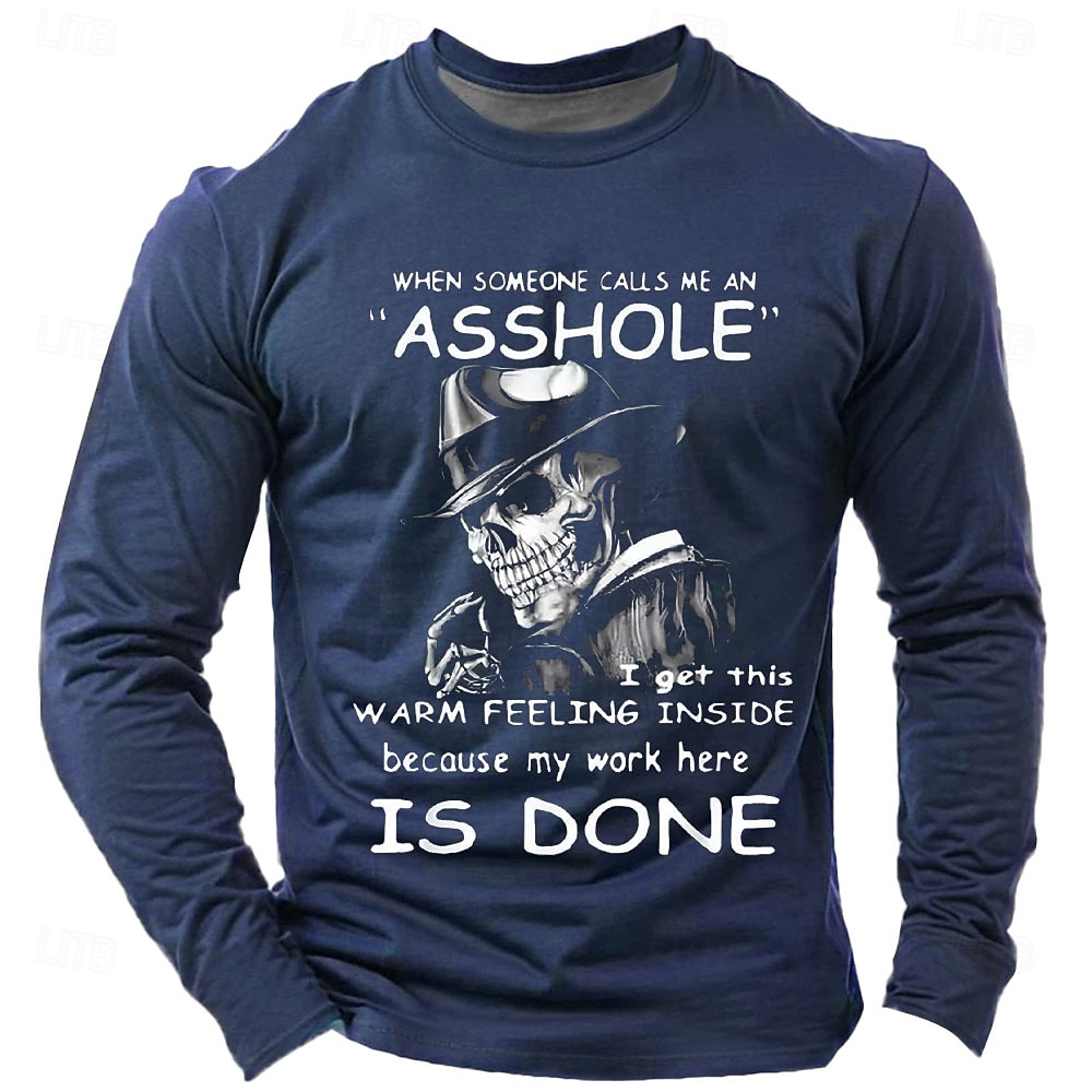 Herren Lustiger Slang T Shirt Langarm T-Shirt Grafikdruck Rundhalsausschnitt Hemd Mode Täglich Basic Straße Lässig Täglich Schwarz Burgunderrot Blau Sommer Frühling Ganzjahres Bekleidung S M L XL XXL 2025 - $19.99 –P2