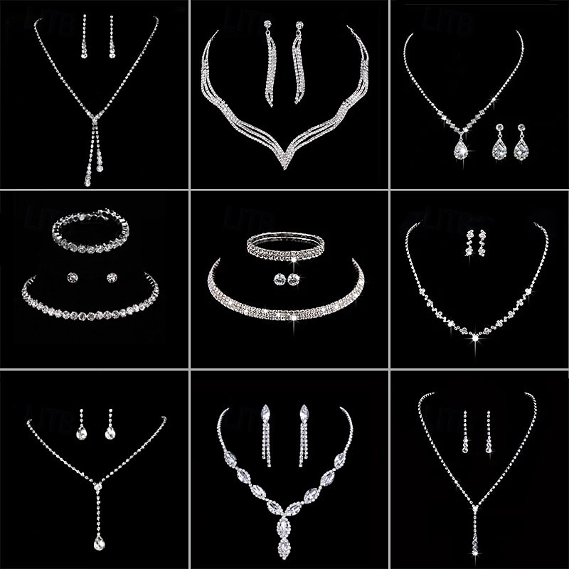Bridal Jewelry Sets 1 set Rhinestone Alloy Earrings Necklace Women's Artistic Sweet Jewelry Set For Wedding Special Occasion Party Evening Wear 2026 - $28.99 –P2