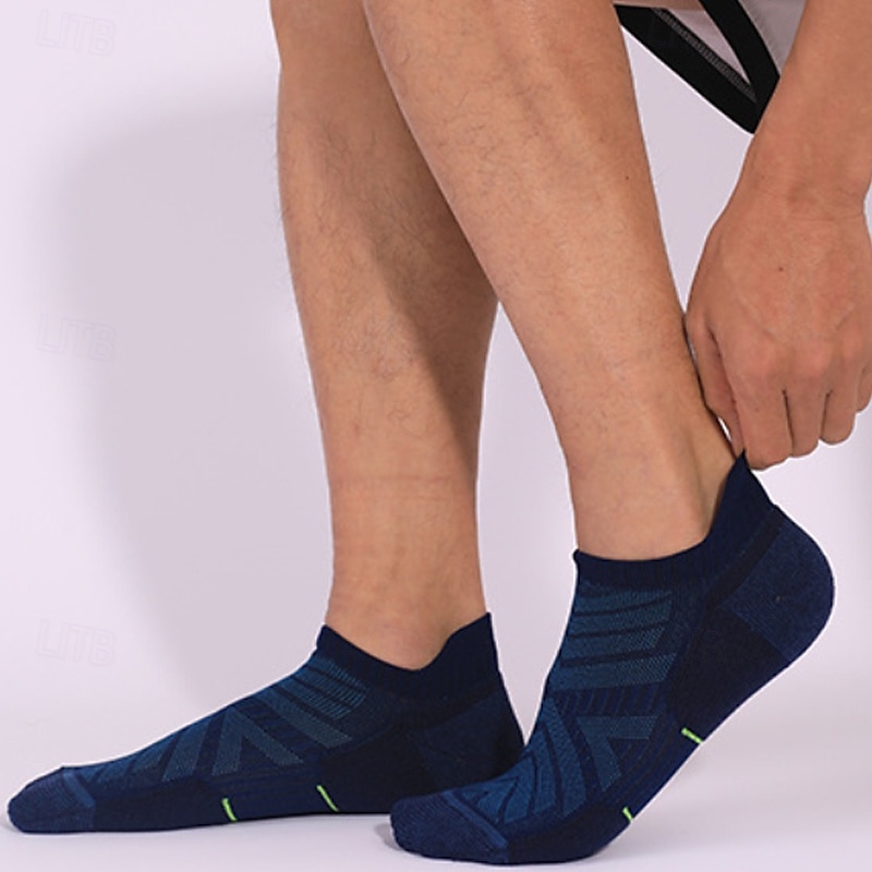 1 Par Hombre Mujer calcetines de lana merino Calcetines para correr Mantiene abrigado Transpirable Anti ampollas Grueso Al aire libre tobillo Retazos Lana Merina Azul marinero Negro Blanco para Esqu 2025 - $11.49 –P13