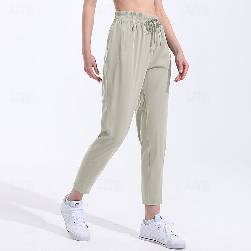 Women's fitness pants Pilates Pants Yoga Pants Drawstring with Pockets Lightweight High Waist Pilates Gym Zumba Bottoms Green Light Grey Gray Modal Fall Sports Activewear Micro-elastic Loose Fit 2025 - $52.99 –P6