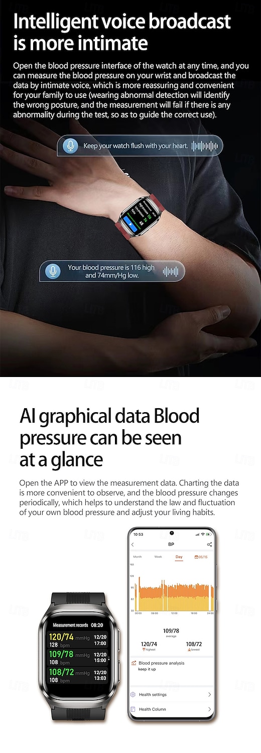 Воздушный насос Тип подушки точное измерение артериального давления ЭКГ электрокардиограмма мониторинг температуры шагомер Совместимость Bluetooth вызов с Android iOS Для женщин мужчин Долгий режим 2026 - $153.99 –P6