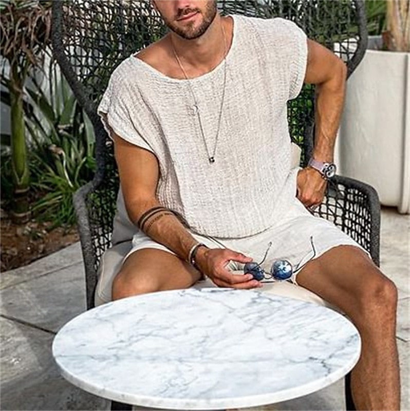 Men's Tank Top Vest Top Undershirt Sleeveless Shirt Sleeveless Crew Neck Summer Plain Fashion Designer Basic Classic Vacation Street Going out White Top Tee for Men 2025 - $19.99 –P2