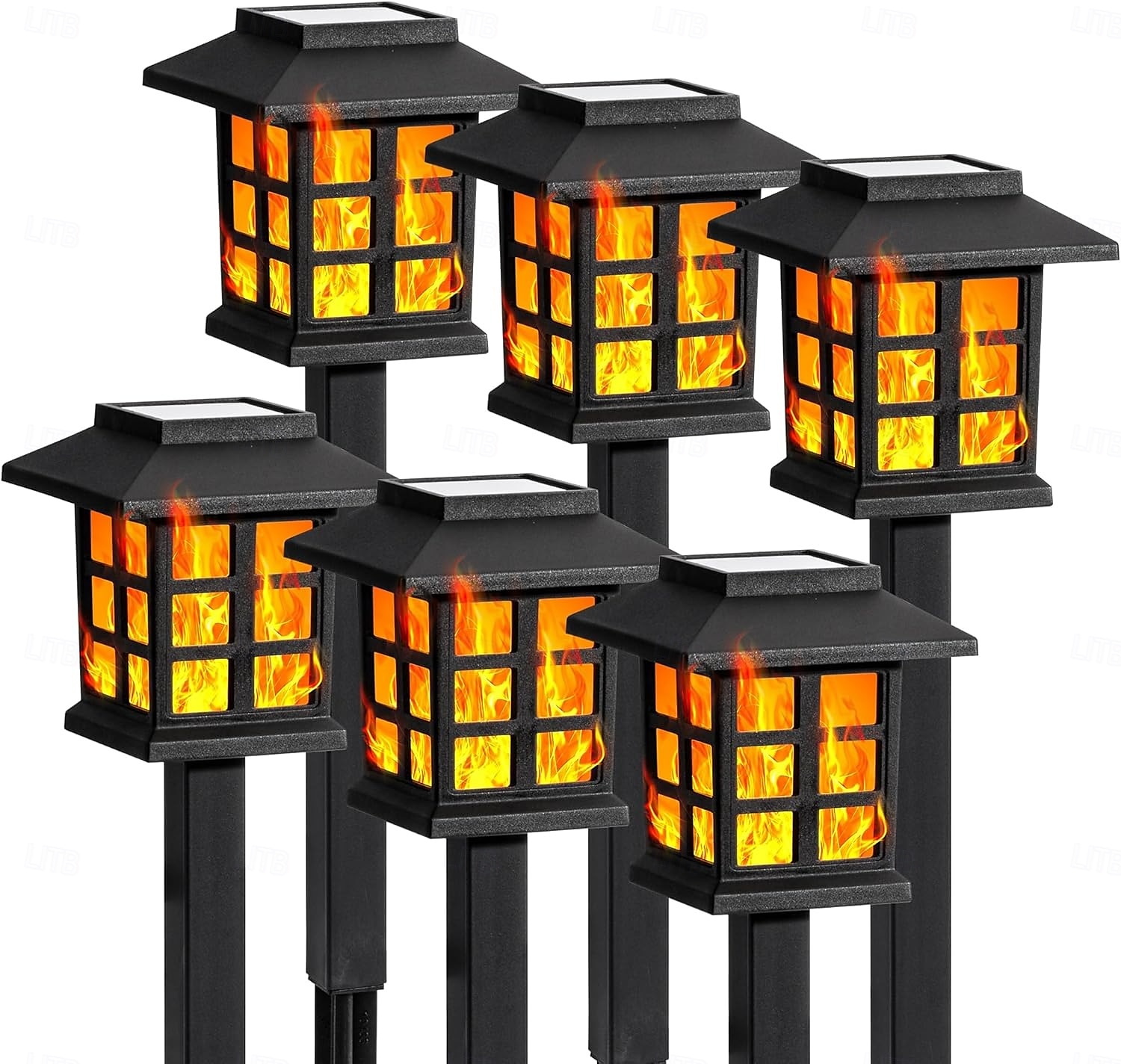 6 Stück Solar-Außenleuchte, wasserdicht, kleines Haus, blinkende Flamme, Bodenstecker, Licht für Innenhof, Garten, Weg, Rasen, Terrasse, Halloween, Weihnachtsfest, Atmosphäre, dekoratives Licht, 2025 - $24.99 –P4