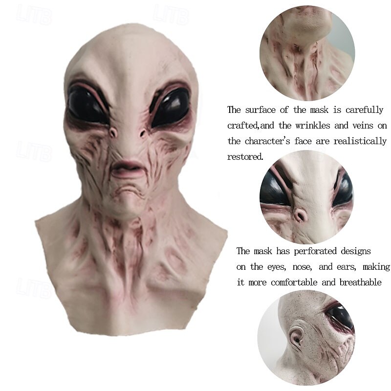 Maschera aliena spaventosa di Halloween per adulti, realistici costumi spaventosi, maschera in lattice per il viso, 4 varianti di colore, maschera horror extraterrestre, accessorio spettrale per feste del 2025 a $27.99 –P17