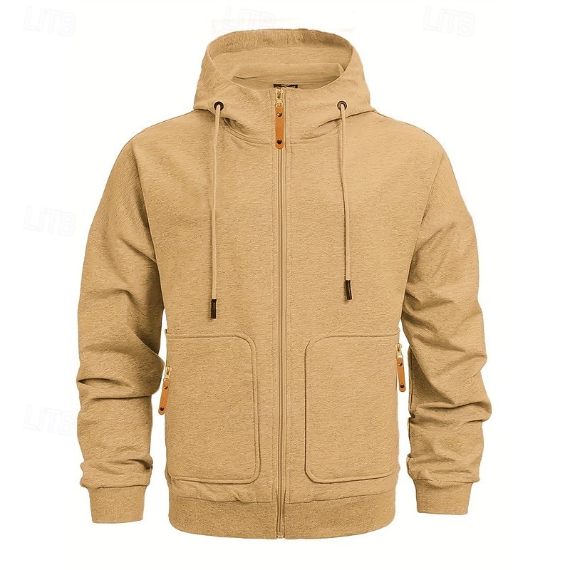 Pánské Kapuce Mikina s kapucí na zip Černá Fialová Námořnická modř Khaki Světle šedá Kapuce Bez vzoru Kapsy Sporty a outdoor Denní Dovolená Polyester Šik ven Základní Na běžné nošení Jaro Podzim 2026 - $28.99 –P11